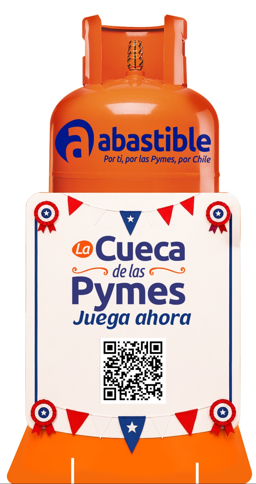Big boy balón Abastible con placa La Cueca de las Pymes y QR Juega ahora